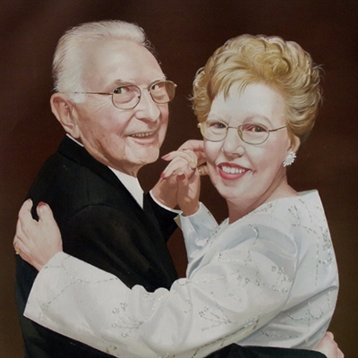 Hand Painted Oil Painting of An Older Couple Holding Hands and Dancing,by myDaVinci - myDaVinci